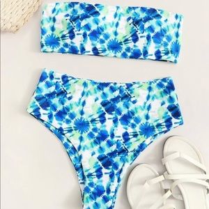 Tie Dye Bandeau High Waisted Bikini